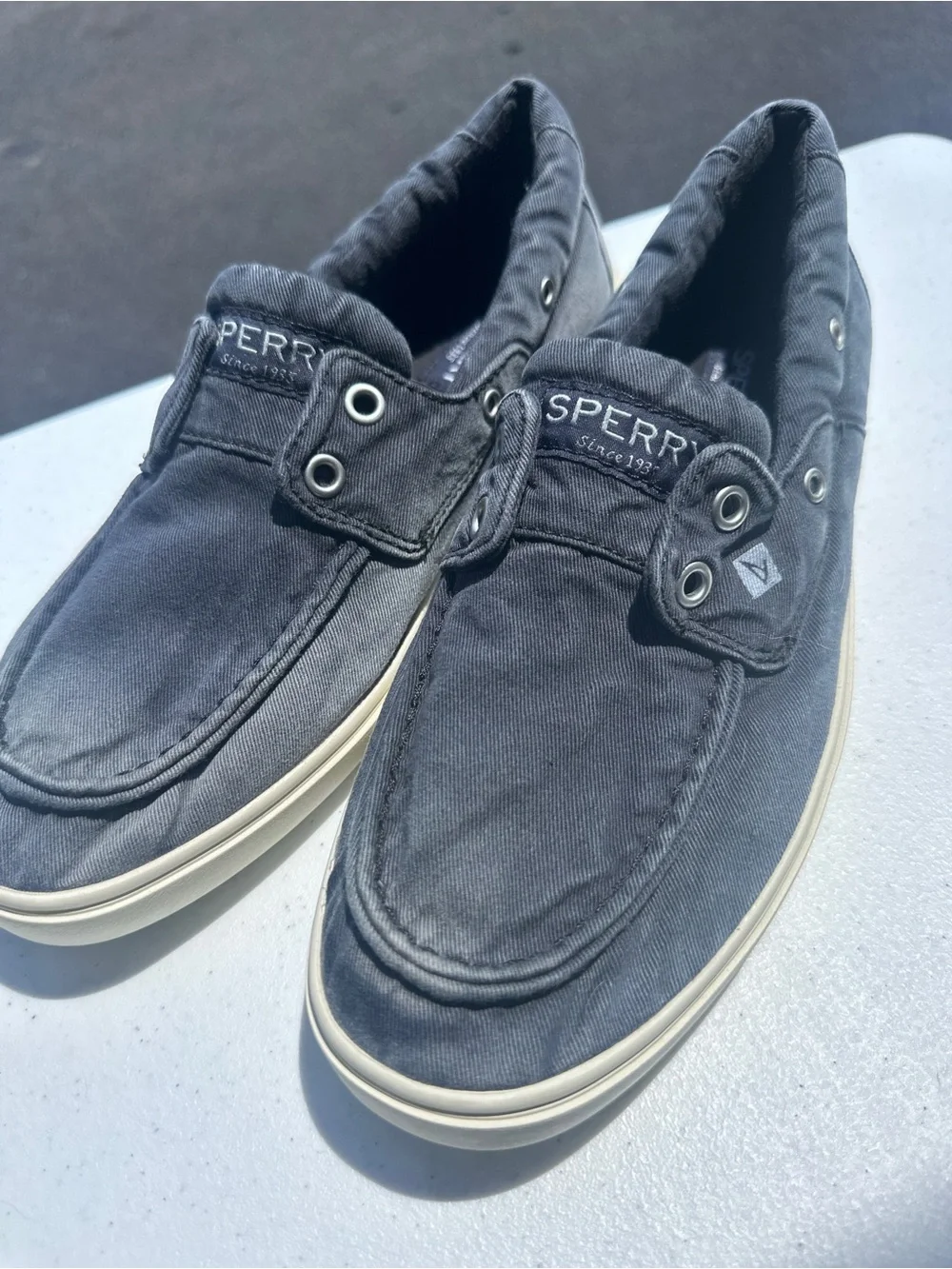 Sperry Men’s Faded Black Canvas Slip-On Boat Shoes *NWOT*